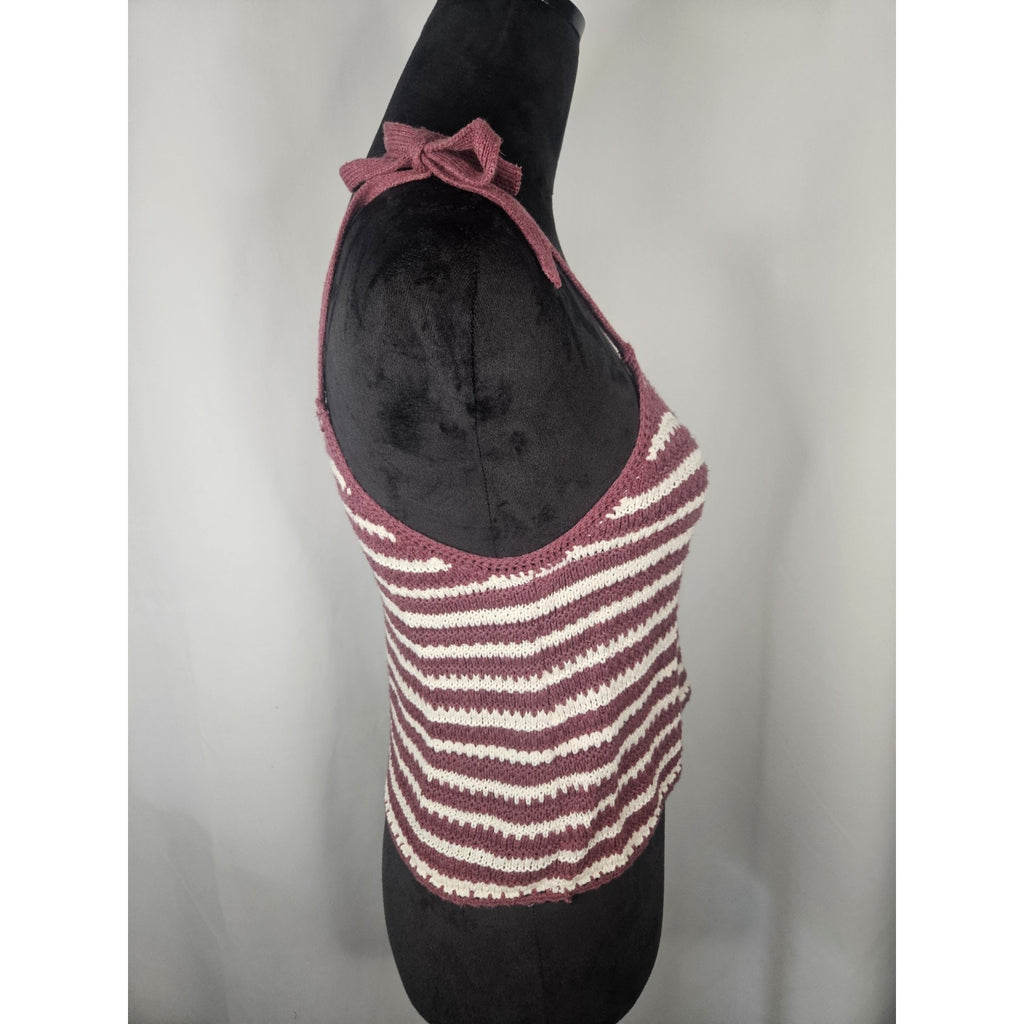 American Eagle Outfitters Top Crochet Sleeveless Scoop Neck Tank Small Burgundy