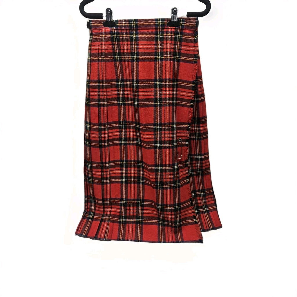 Vtg Scottish Clanwear 100% Pure Wool Red Plaid Tartan Kilt Women's Sz 10 Made UK