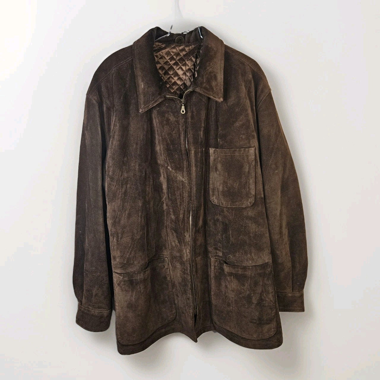VTG Mens Metropolitan View Heavyweight Suede Jacket Car Coat 54 2XL Italy Made