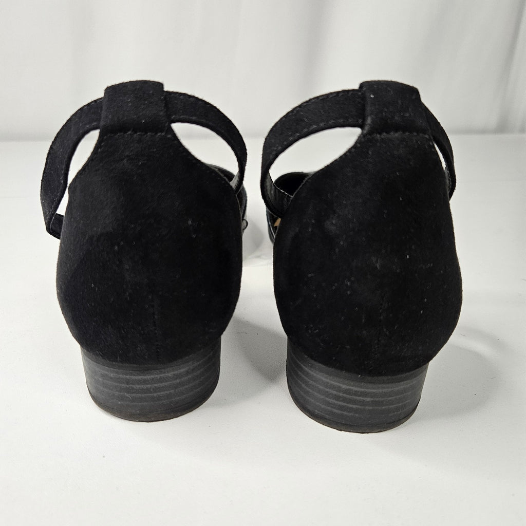 LANE BRYANT Women Sz 9 Wide Flats Shoes Low Wedge Ankle Strap Soft-Soled