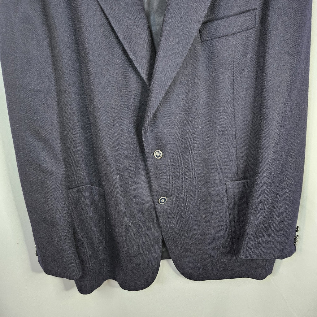 College Hall Wool Suit Jacket Blazer Mens 40L Vintage Dress Coat Navy Poland