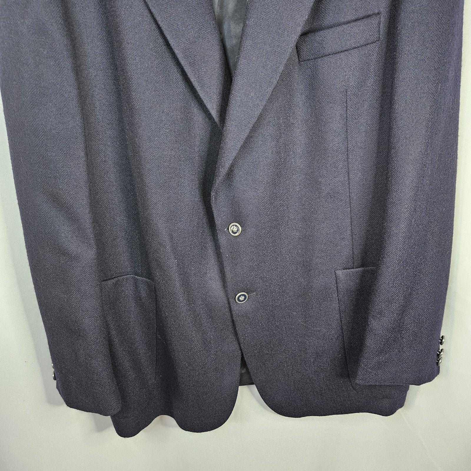 College Hall Wool Suit Jacket Blazer Mens 40L Vintage Dress Coat Navy Poland