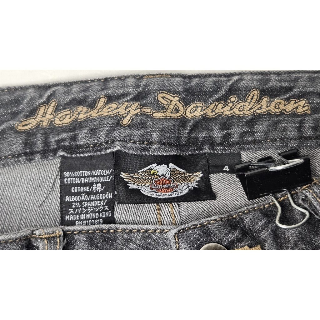 Vintage Harley-Davidson Women's Gray Wash Denim Jeans Sz 4 Bootcut Leg Biker
