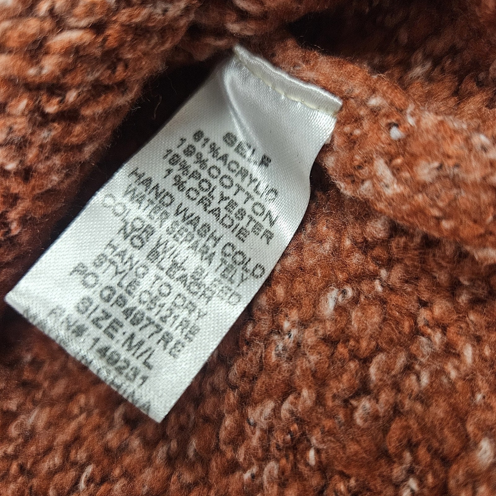 Cowl Neck Oversized Crop Sweater Kori Size M/L Scarlet Flame, Burnt Orange
