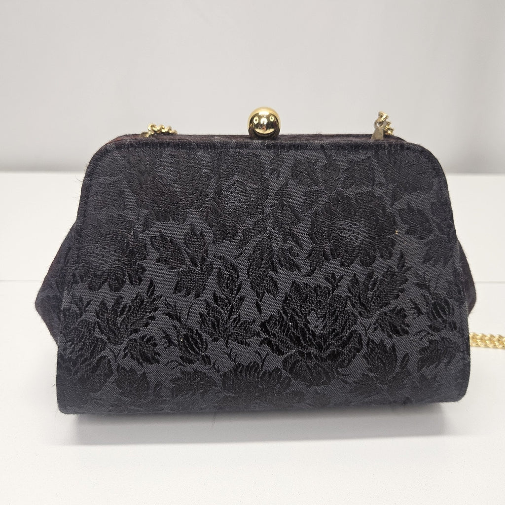 Vintage Black Velvet Paisley Print Envelope Crossbody Bag Evening Bag Hong Kong