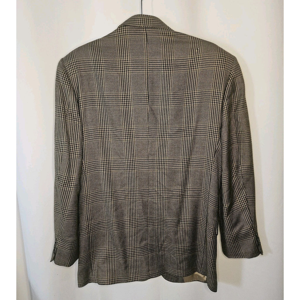 Hunting Horn Houndstooth Wool Blend Blazer Sports Coat Mens 40R Suit Jacket