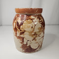 Vintage Glazed Pottery Abstract Fruit Print Cookie Jar Retro Kitchen Storage