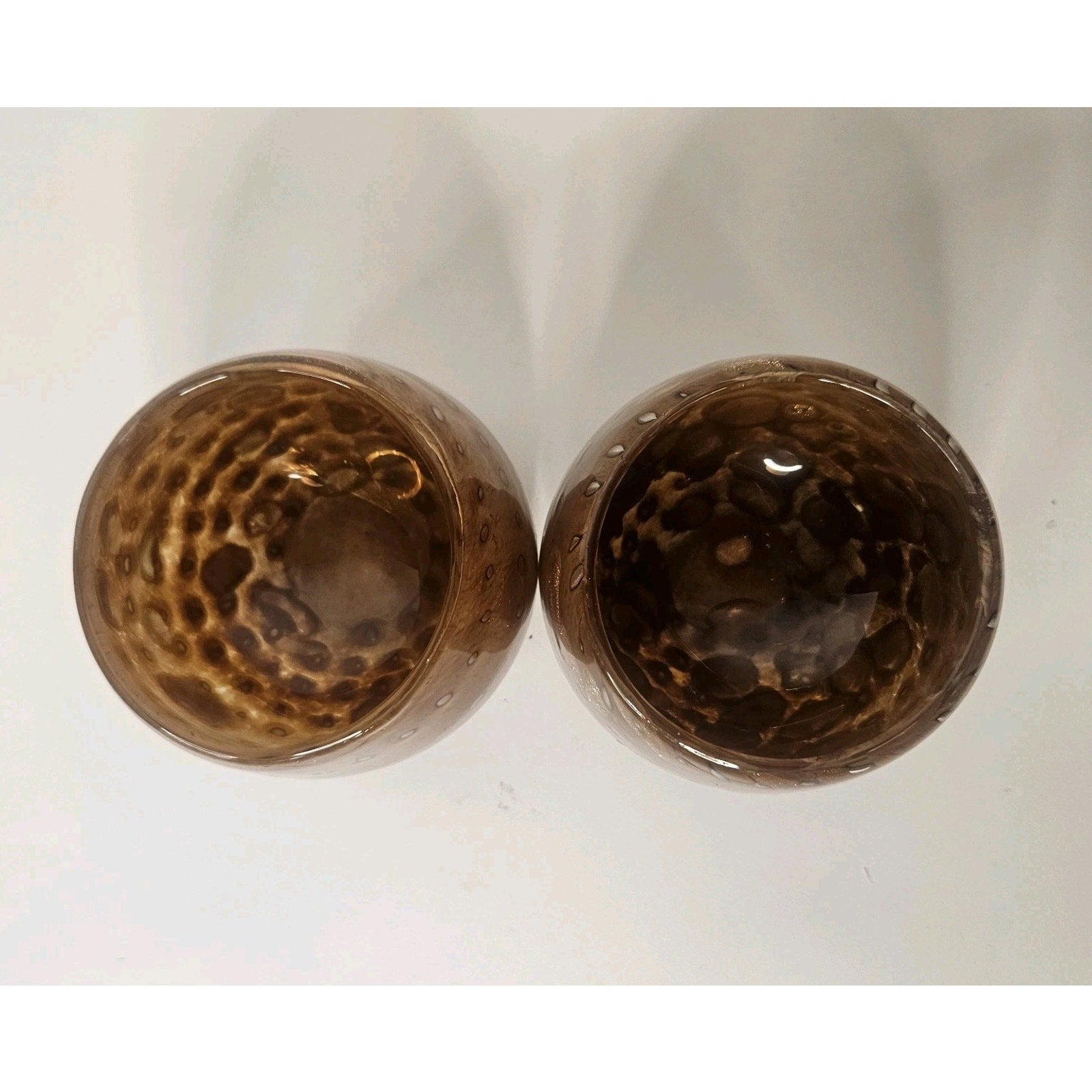 Handblown Artisanal Votive Holder Set Amber Copper Gold Shimmer 3.5x3"