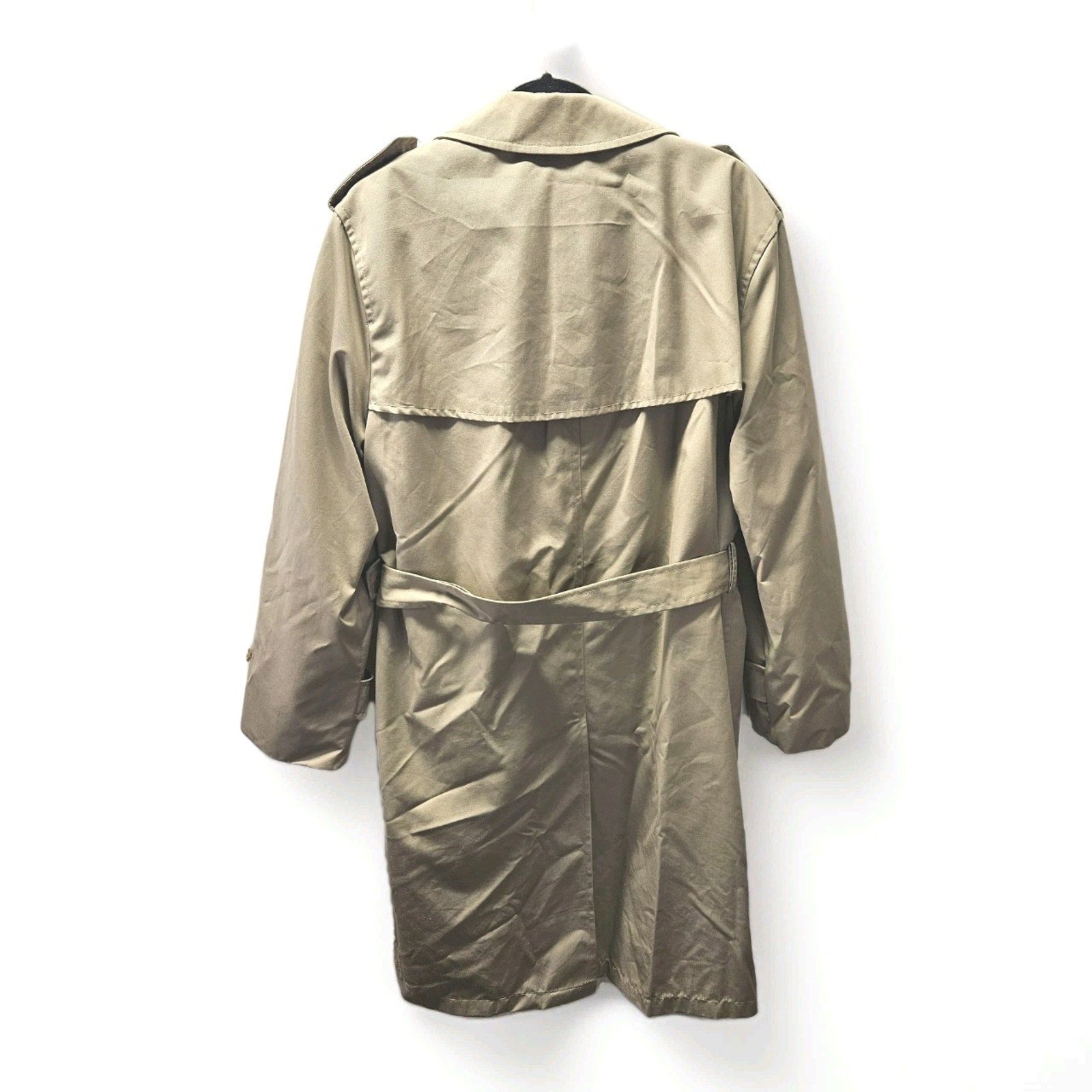 Vtg Woodmere Men Size 44 Beige Long Sleeve Removable Lined Belted Trench Coat