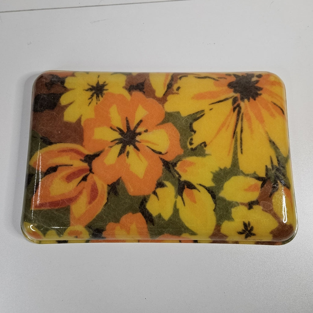 Flower Power 1960’s Fiberglass Serving Trays Quaker Fashion Fair Trinket Tray