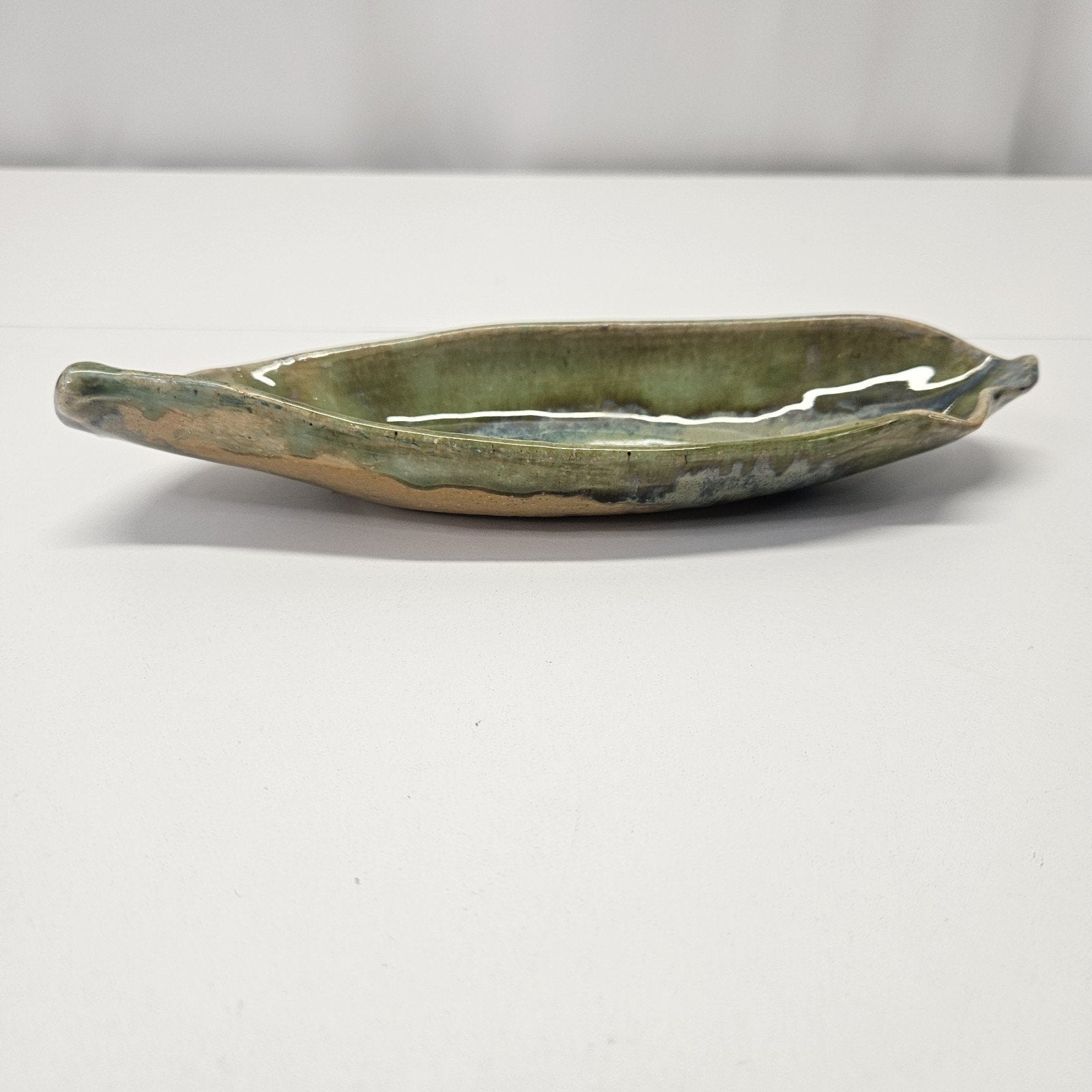 Stephen Schiffer Studio Art Pottery Drip Glaze Oval Platter Handcrafted