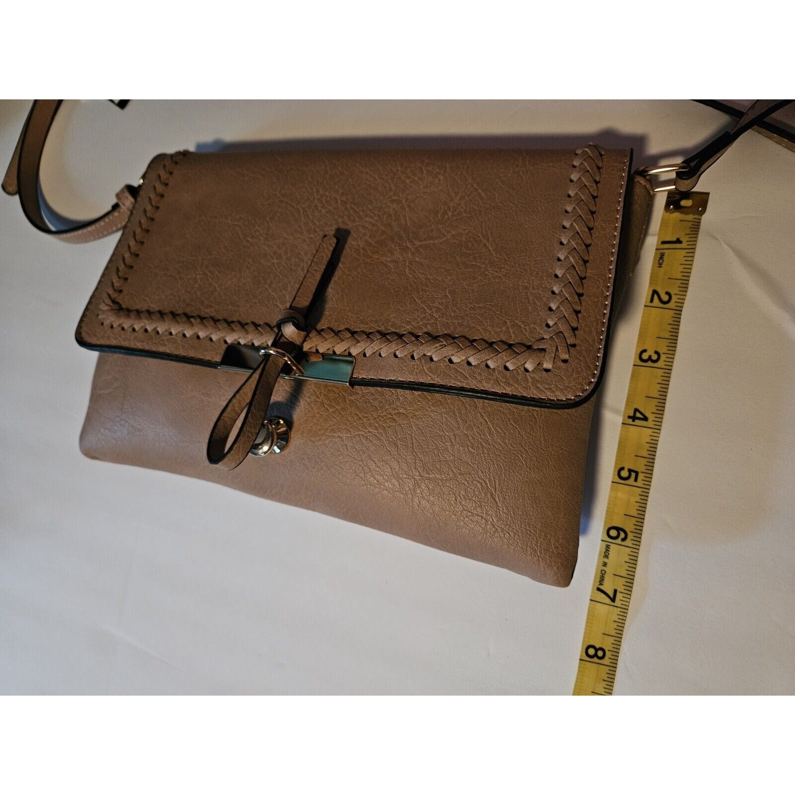 NWT Le Miel Light Blush Nude Vegan Leather Adjustable Strap Crossbody Bag Purse