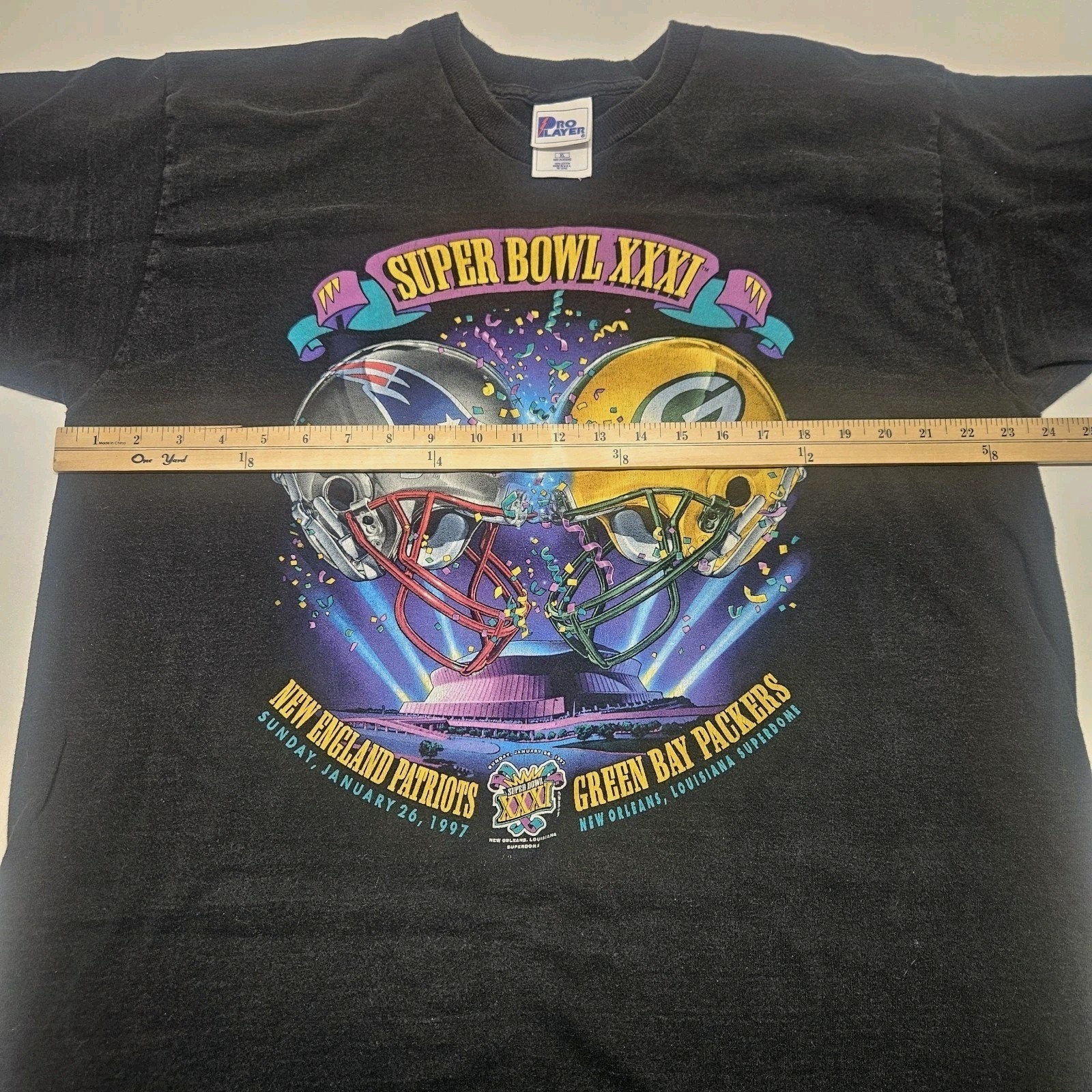 Vintage 97 Super Bowl XXXI T-Shirt XL New England Patriots Vs Packers Green Bay