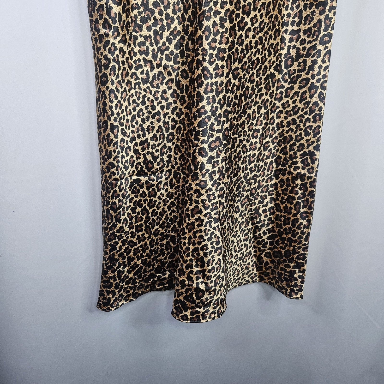 Y2K Vtg Secret Treasures Leopard Print Sexy Strappy Satin Nightgown Dress Medium