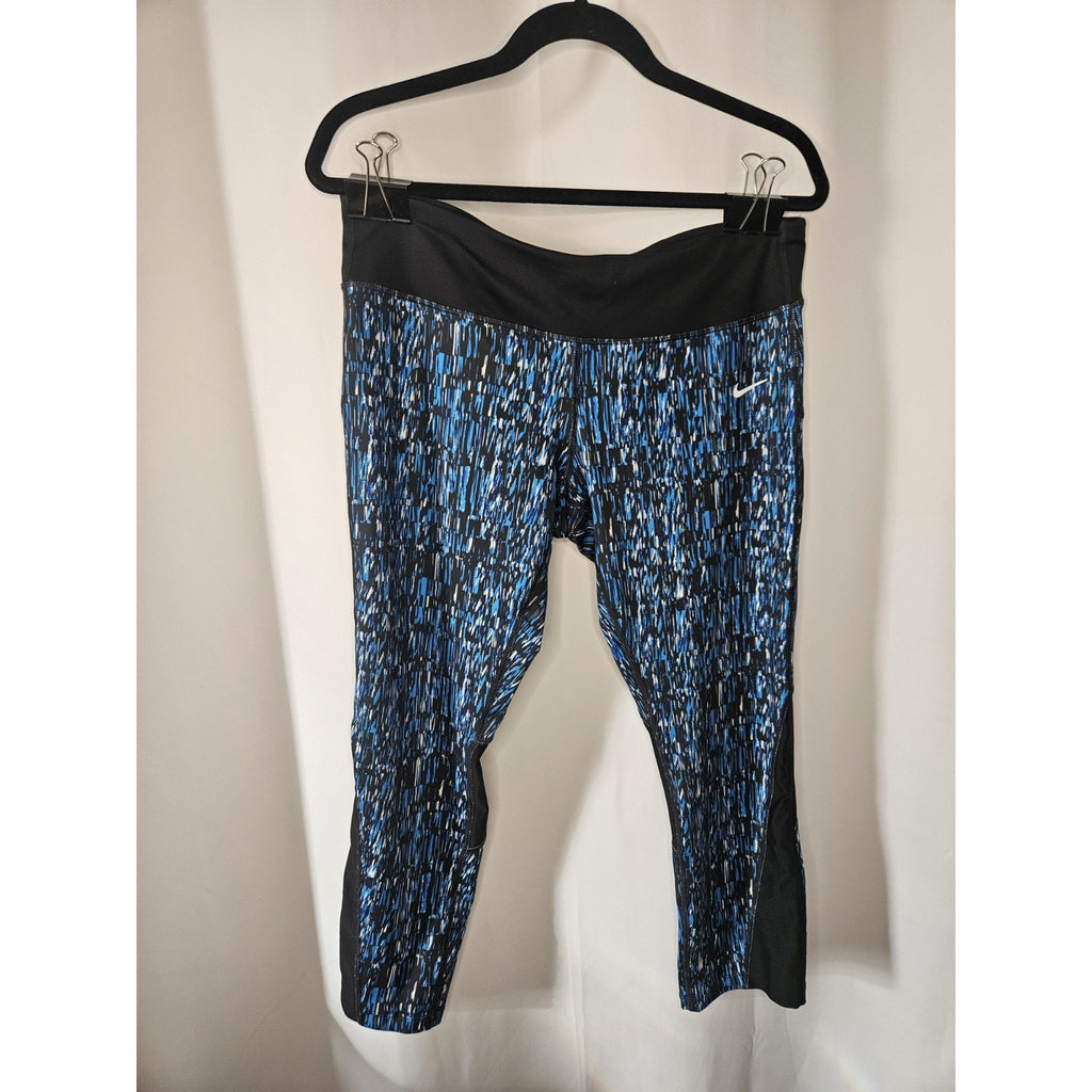 Nike Power Graphic Running Crops Leggings Blue/Black 821777 Women XL
