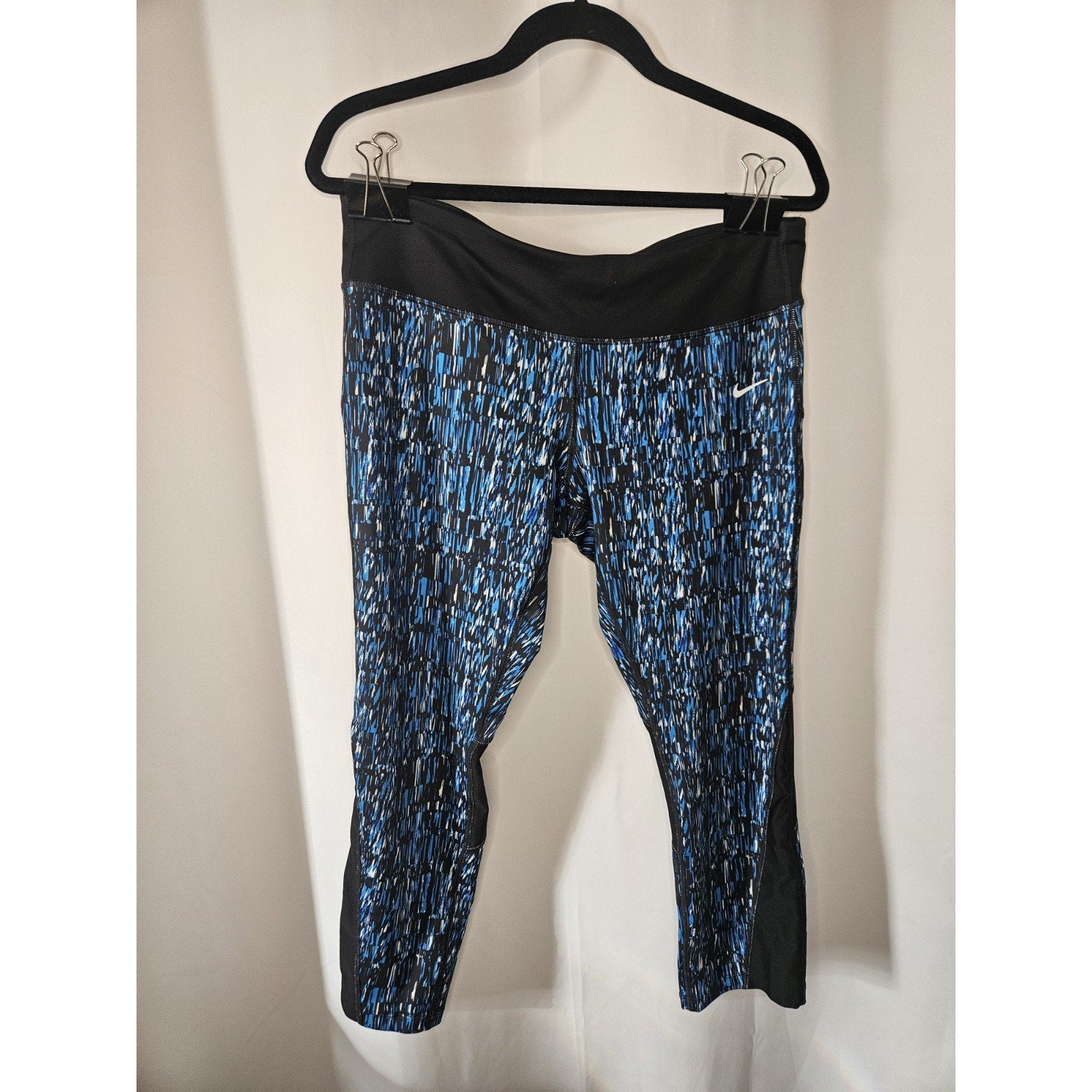 Nike Power Graphic Running Crops Leggings Blue/Black 821777 Women XL