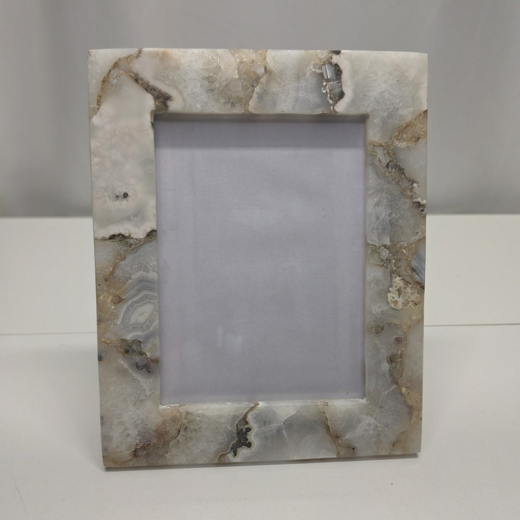 White Quartz Stone Picture Frame Natural Agate Photo Frame 5x7 Photo