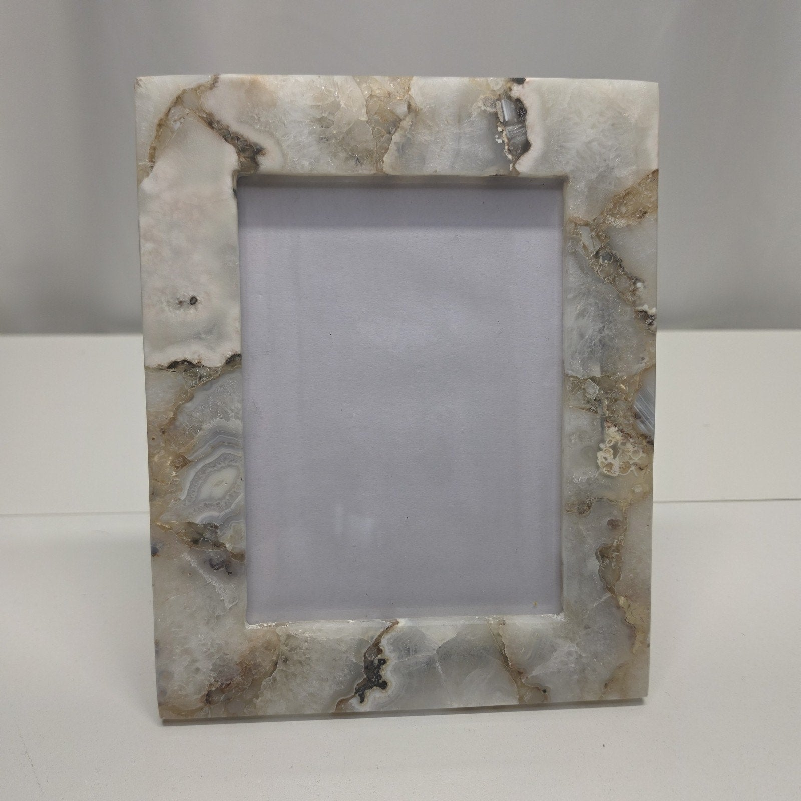 White Quartz Stone Picture Frame Natural Agate Photo Frame 5x7 Photo