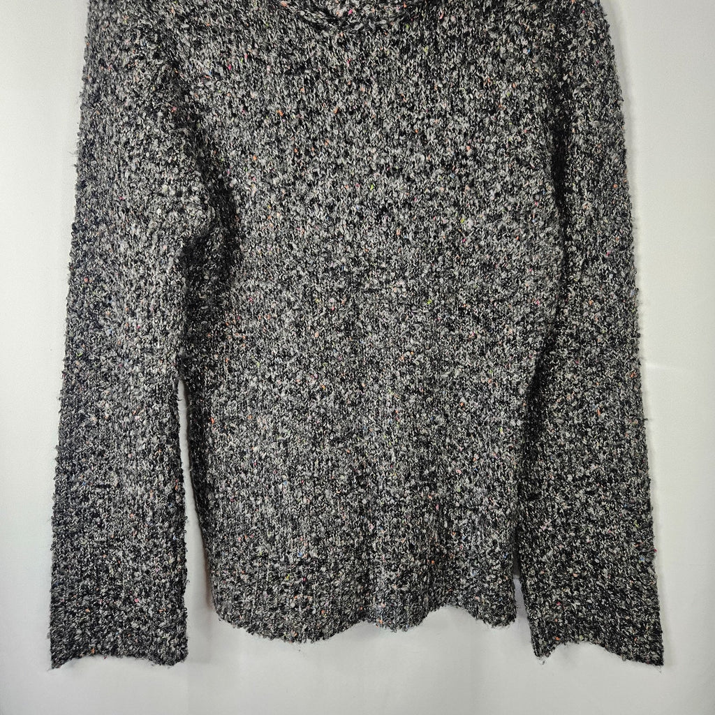 Vintage Chadwicks Sweaters Black White Marled Boucle Cowl Neck Sweater Womens L