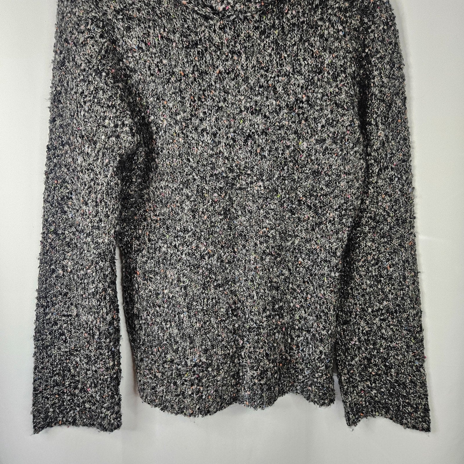 Vintage Chadwicks Sweaters Black White Marled Boucle Cowl Neck Sweater Womens L