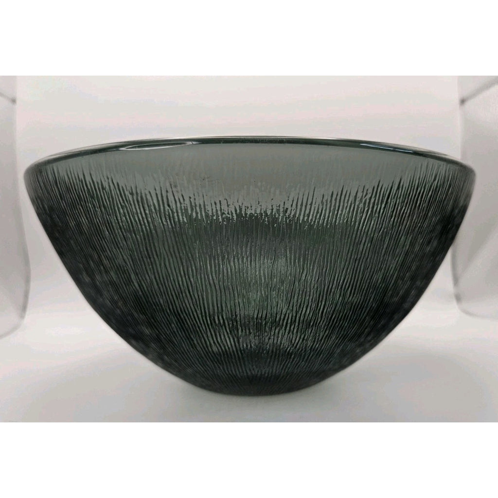Retro Glass 9" Serving Bowl, Vintage MCM Gray Smoke Glass, Fersken W Johansson, Norwegian Tableware