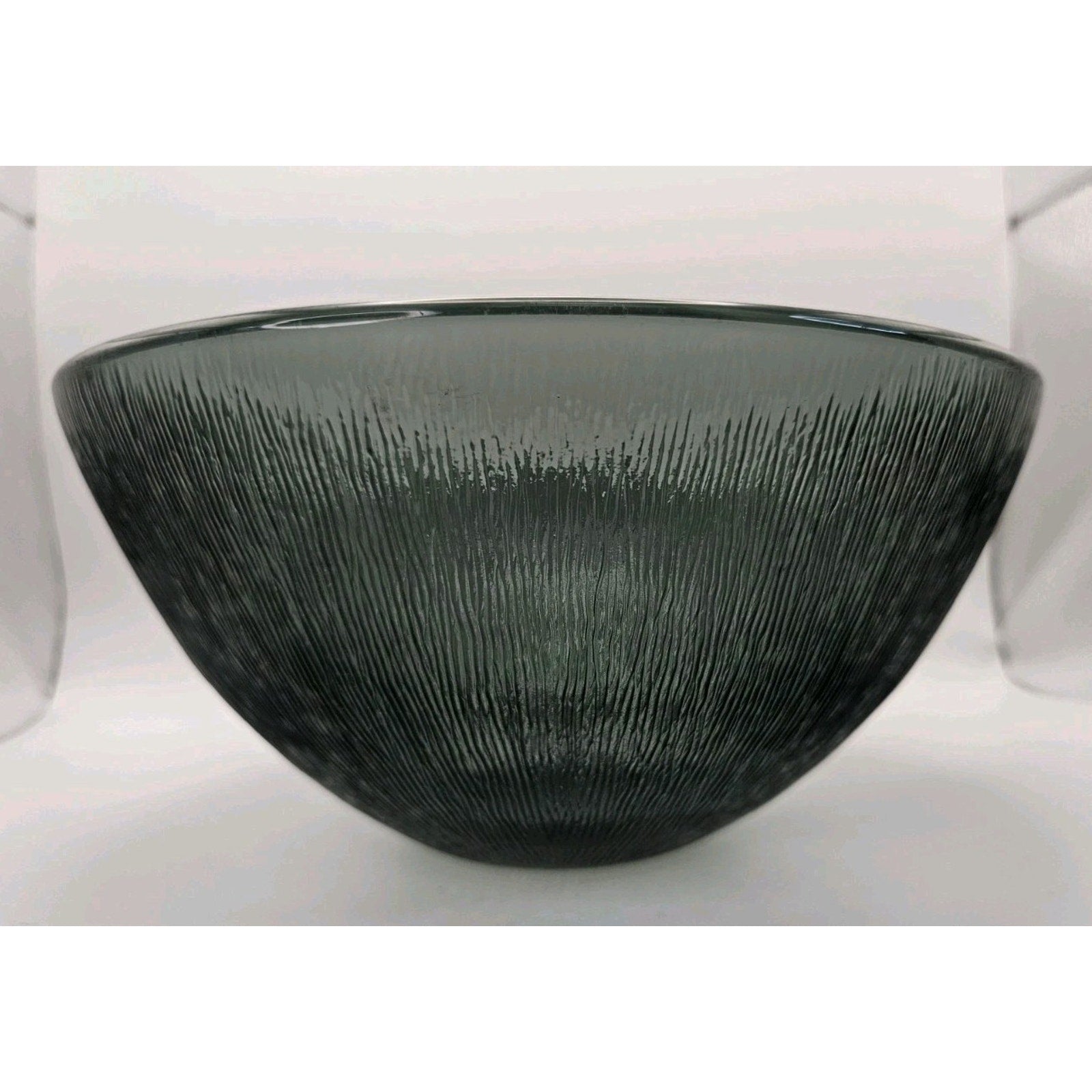 Retro Glass 9" Serving Bowl, Vintage MCM Gray Smoke Glass, Fersken W Johansson, Norwegian Tableware