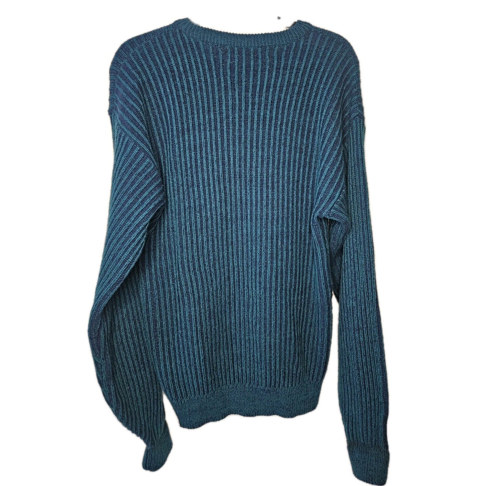 Vintage 80s New Castle Sweater Mens Large Tall Blue Striped Long Sleeve Pullover