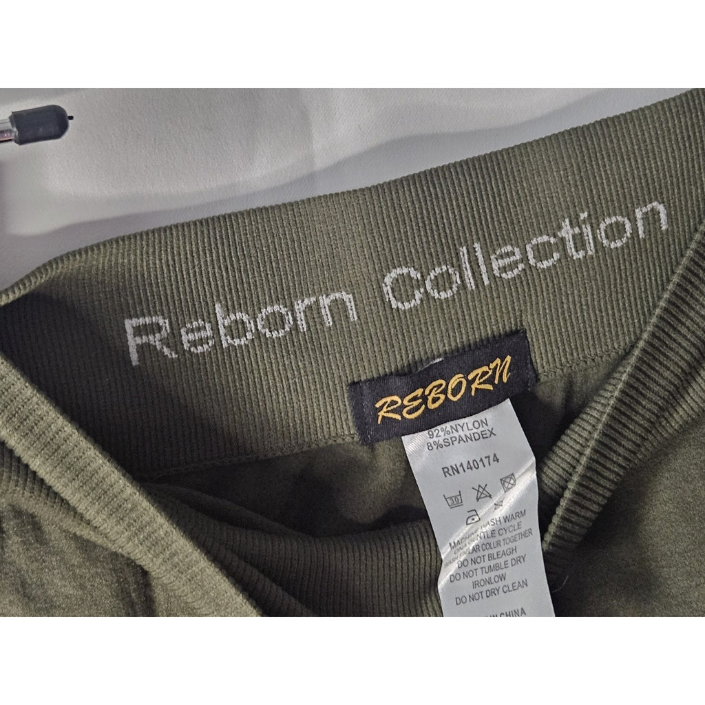Reborn Leggings High Rise Crop Leggings Olive XL Cut Outs Stretch Seamless NWT