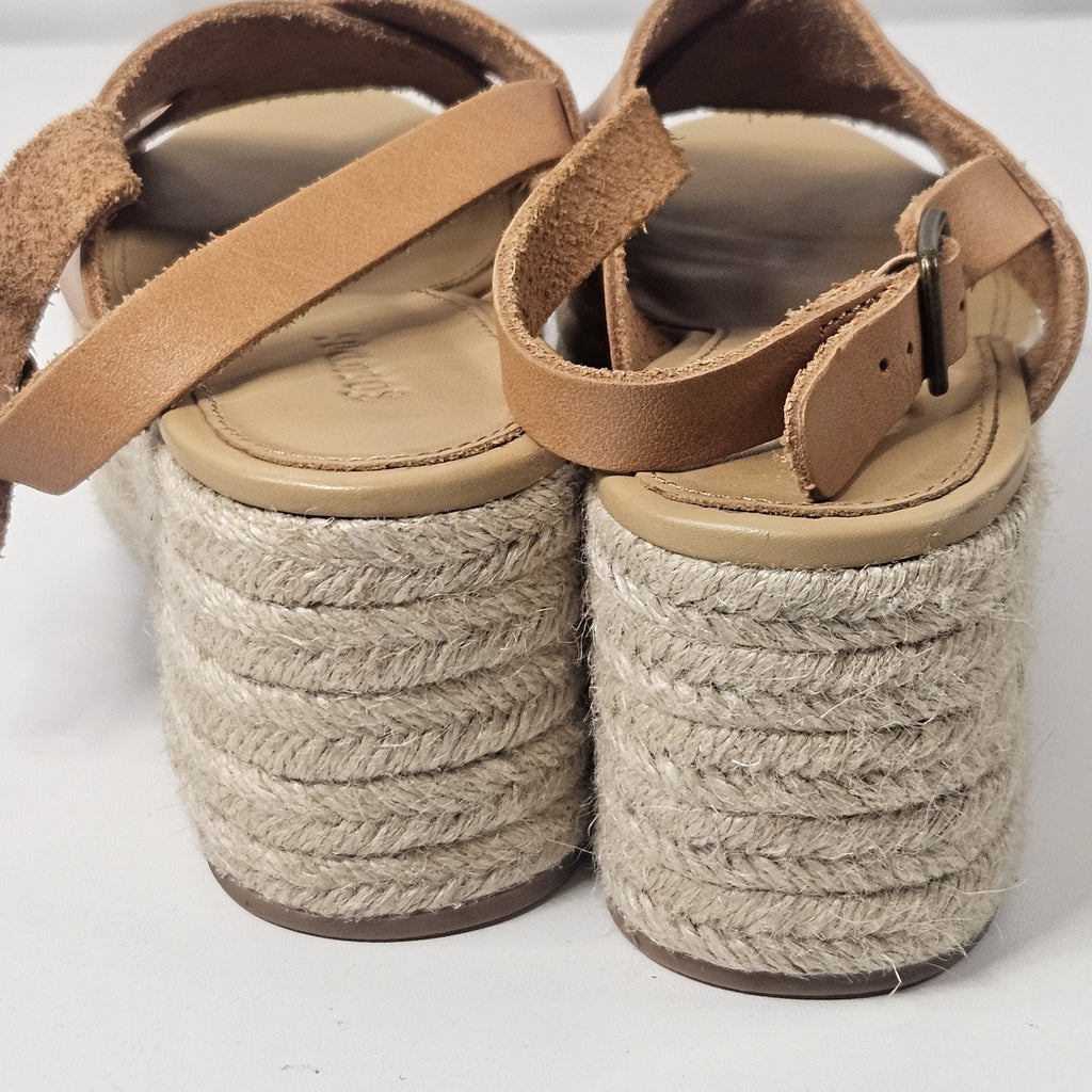 Soludos Women Shoes Leather Sandals Espadrille Wedge Tan Size 8 1820 Boho