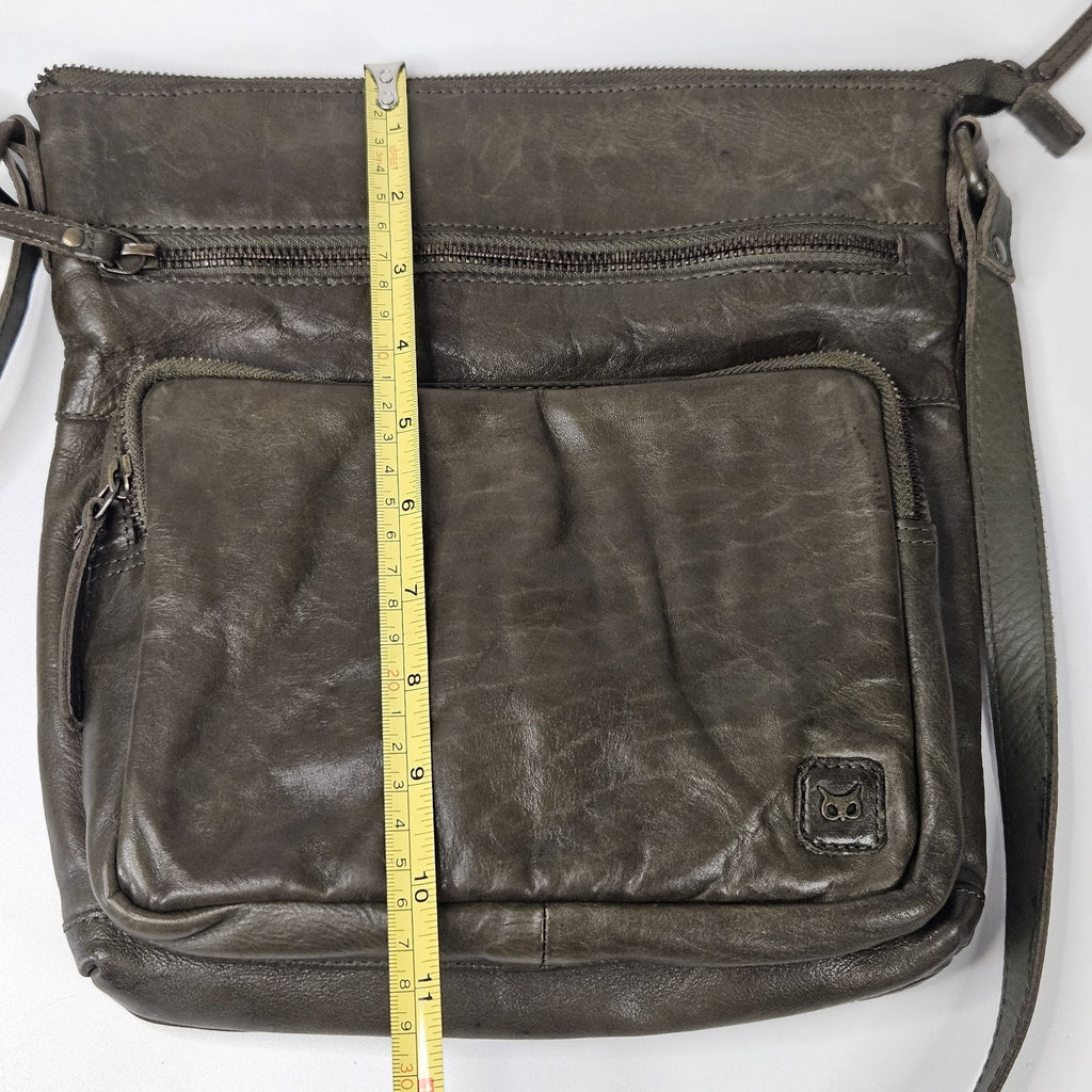 Wise Owl Genuine Leather Crossbody Handbag Purse Olive Green Boho Western