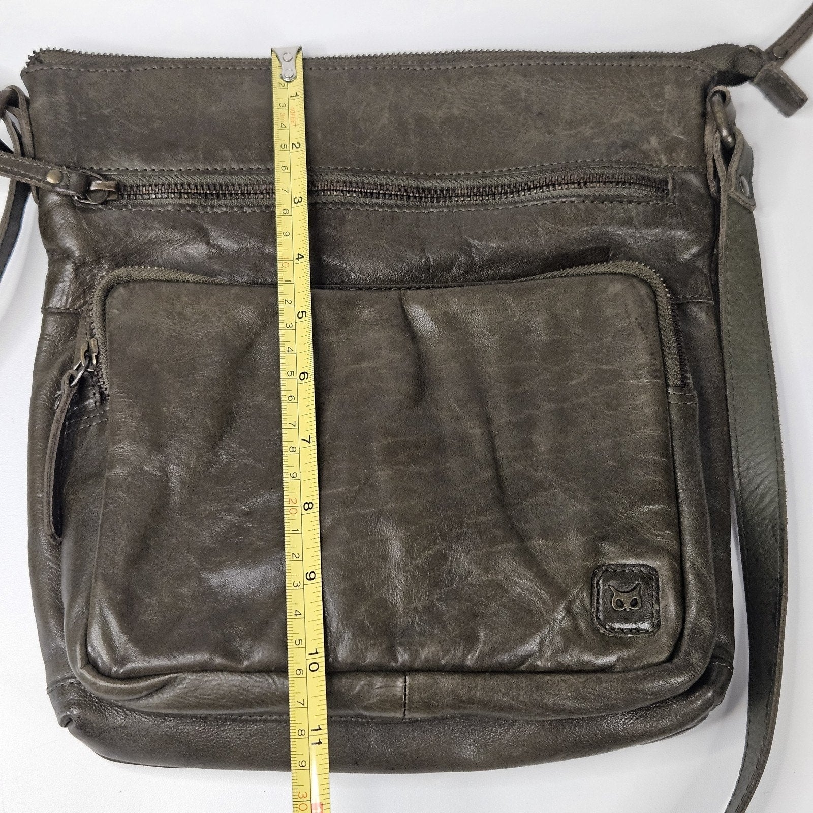 Wise Owl Genuine Leather Crossbody Handbag Purse Olive Green Boho Western