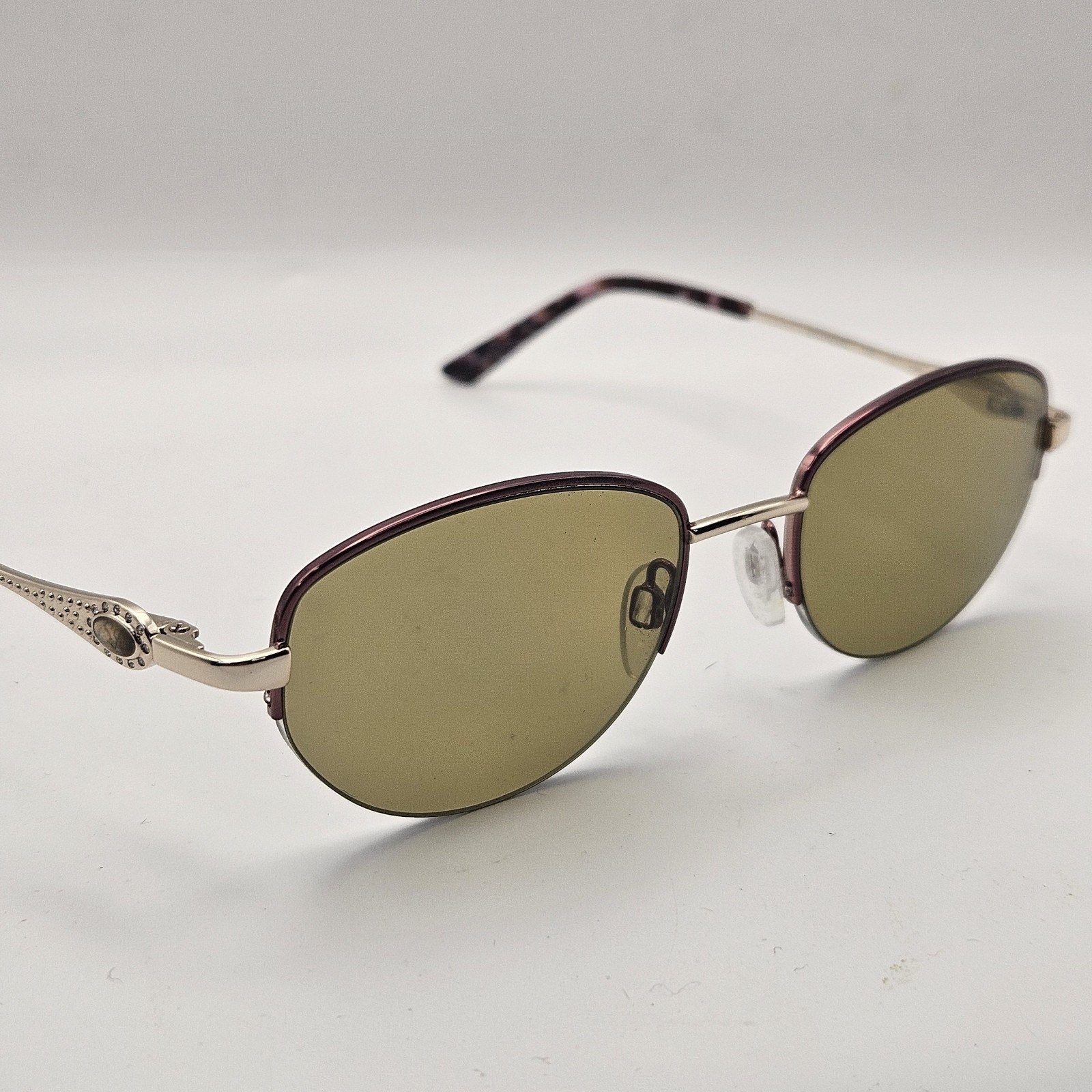 Sophia Loren Gold Purple Metal Oval Half Rim Sunglasses Zyloware M304 1685019135