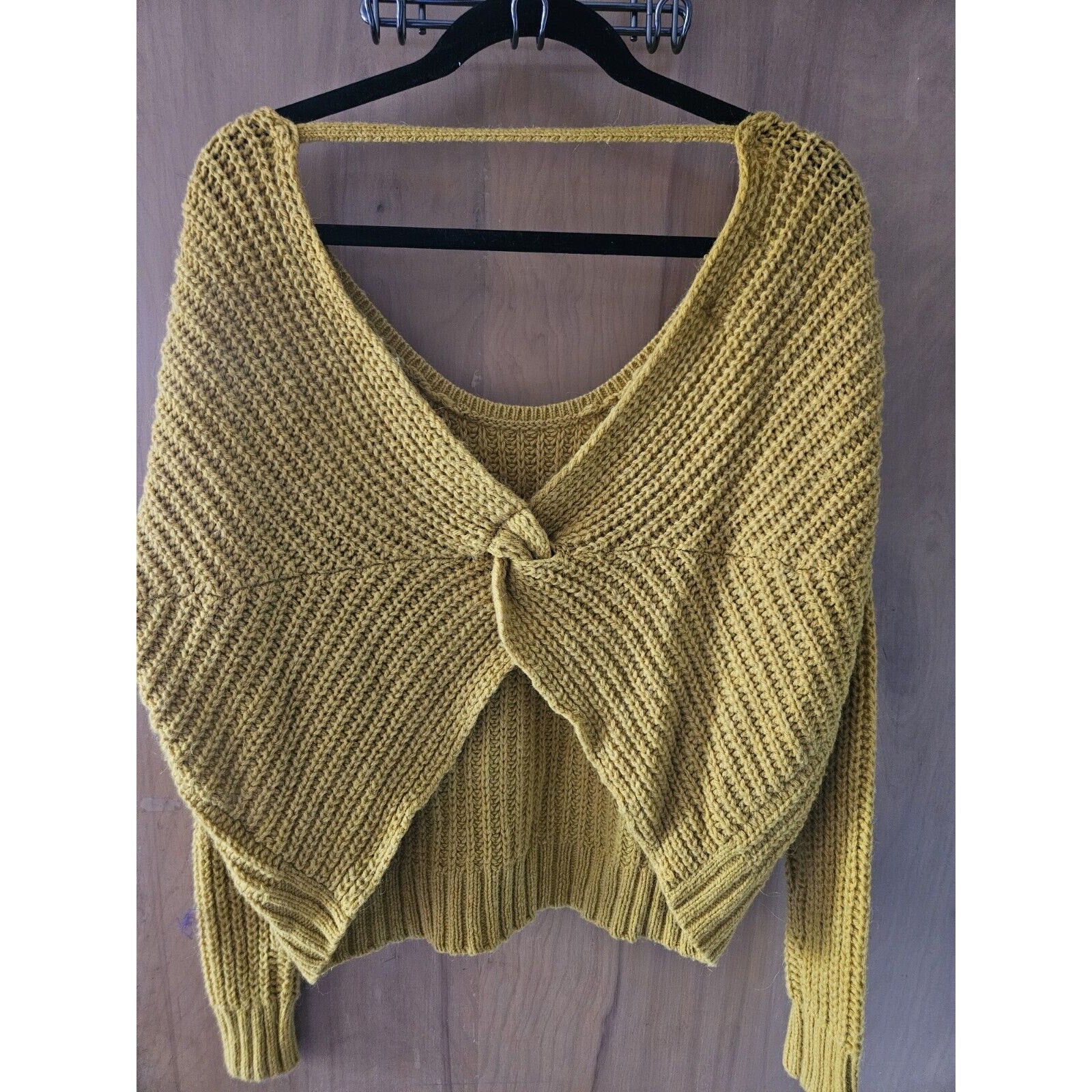 Ruby Moon Chunky Knit Open Back Wool Alpaca Sweater Sz MED Marigold/Mustard