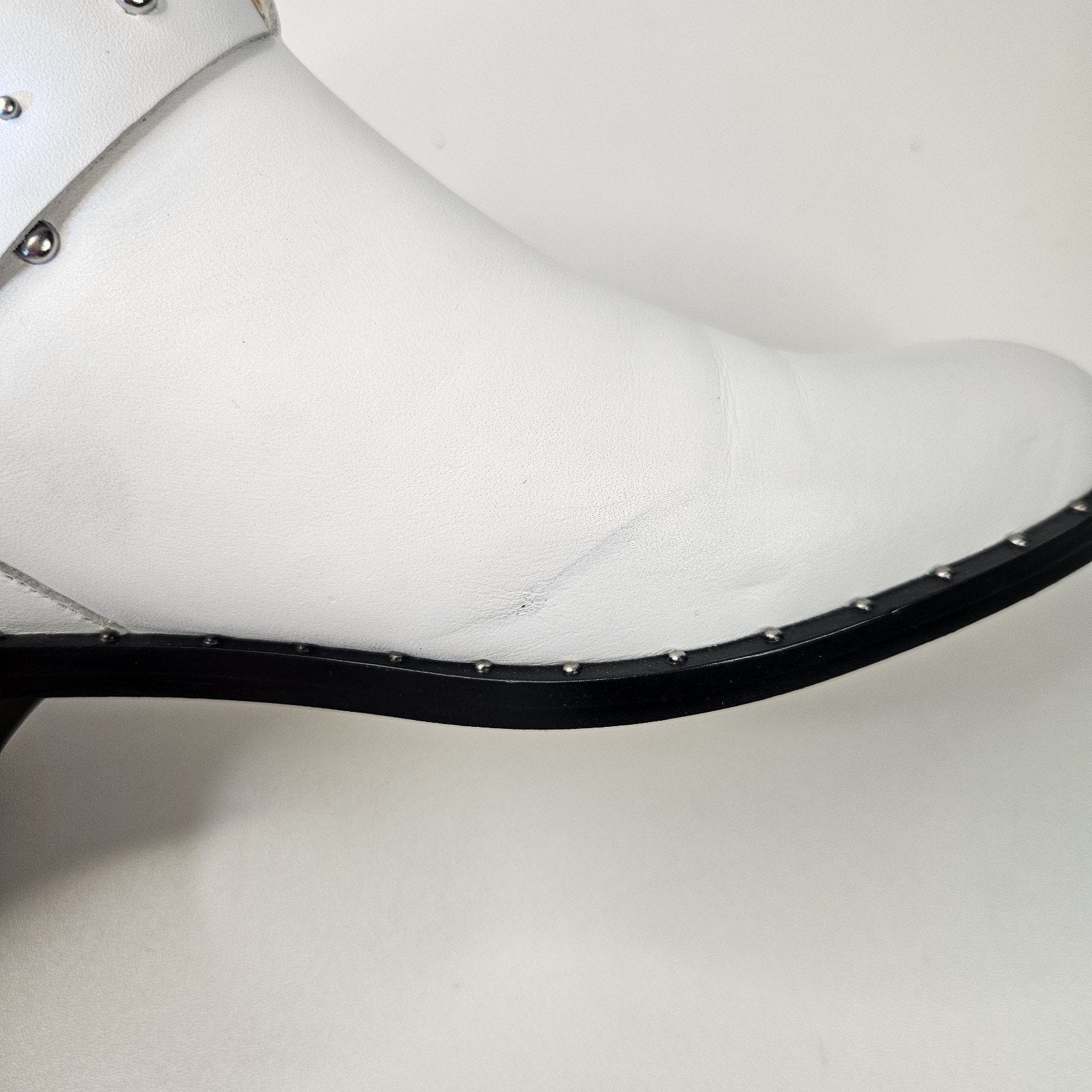 Halogen Nordstrom HAILEY Studded Leather Ankle Boots White Womens US Size 8.5 M