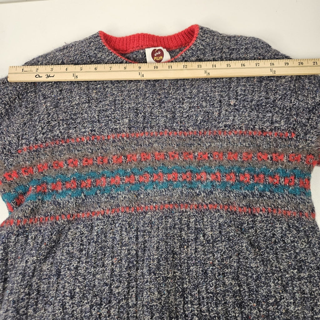 VTG I'm a Plum Navy Blue Chunky Knit Fisherman Sweater Size Med Made in USA