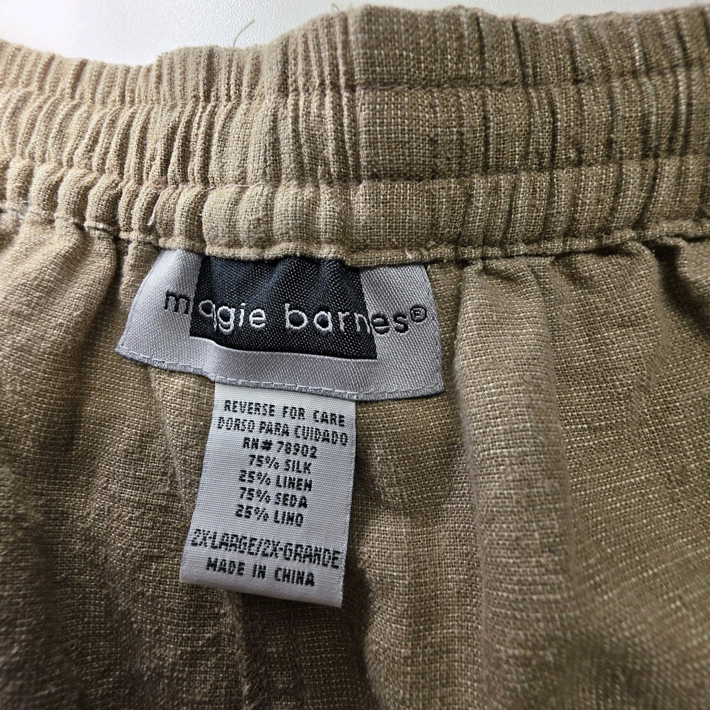Beige Pull On Lightweight Wide Leg Chino Maggie Barnes Womens Pants Plus Size 2X