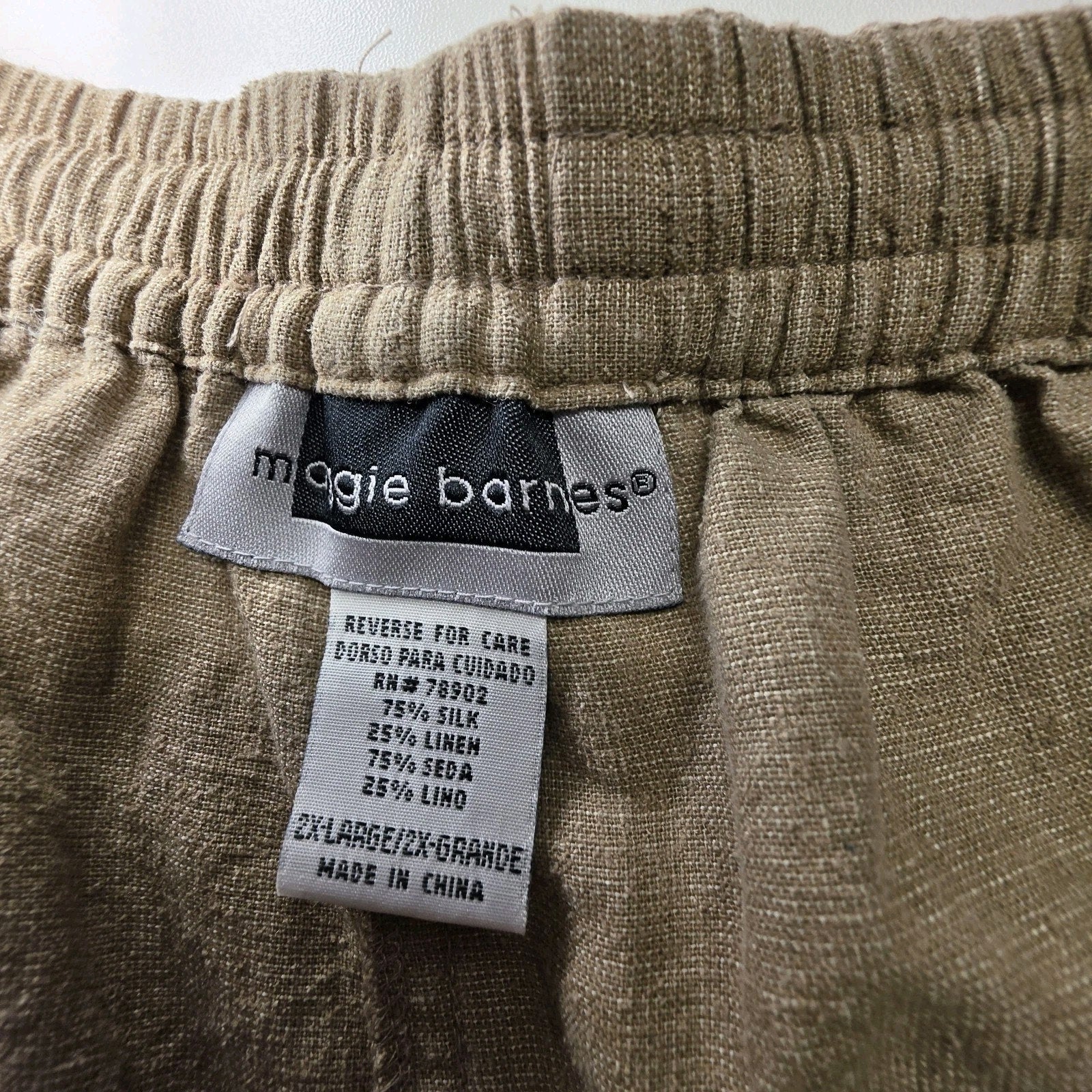 Beige Pull On Lightweight Wide Leg Chino Maggie Barnes Womens Pants Plus Size 2X