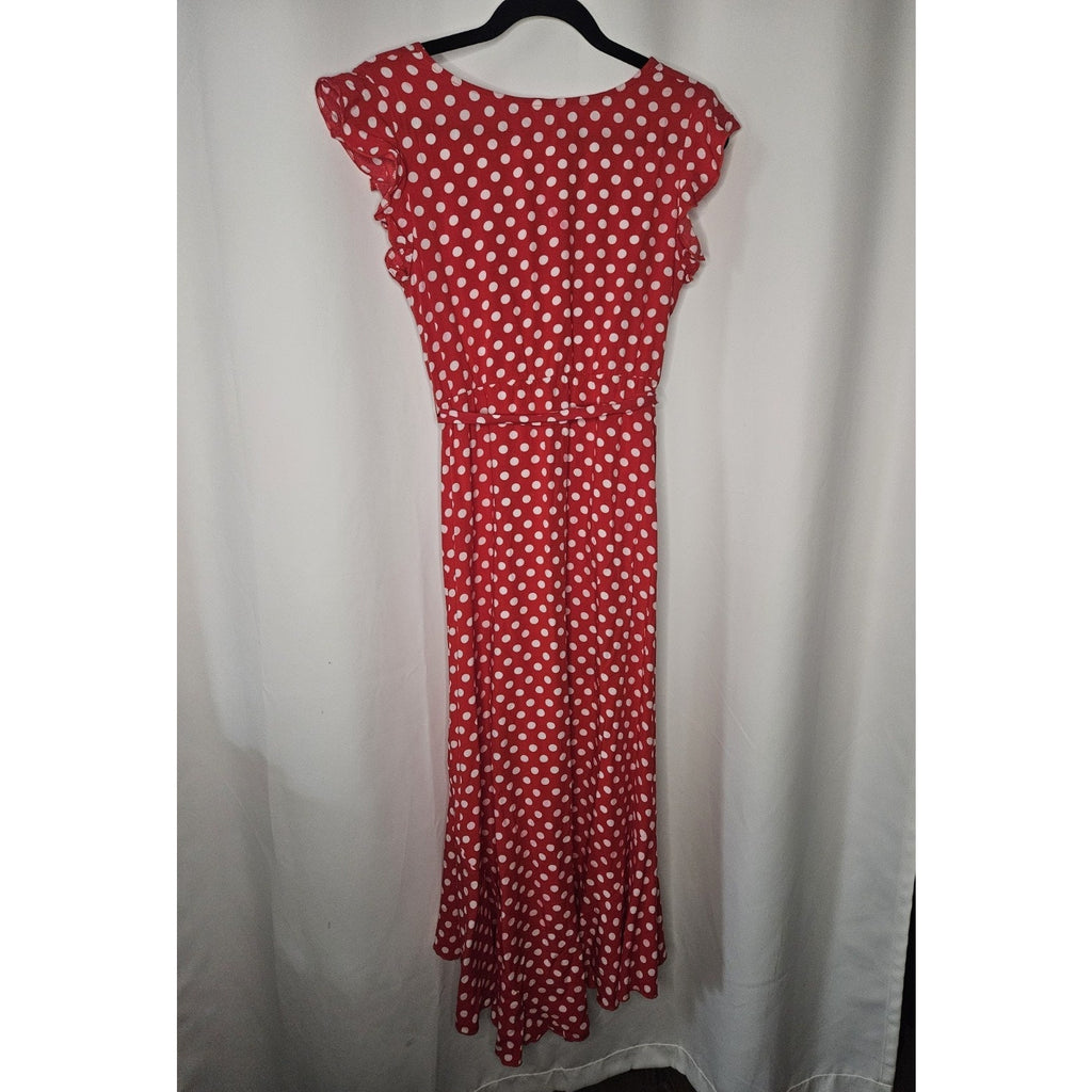 Grecerelle Summer Dress Polka Dot Cross V Neck Dress Long Flowly Medium