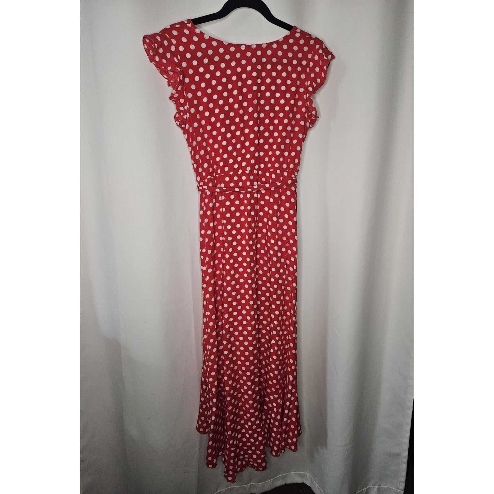Grecerelle Summer Dress Polka Dot Cross V Neck Dress Long Flowly Medium