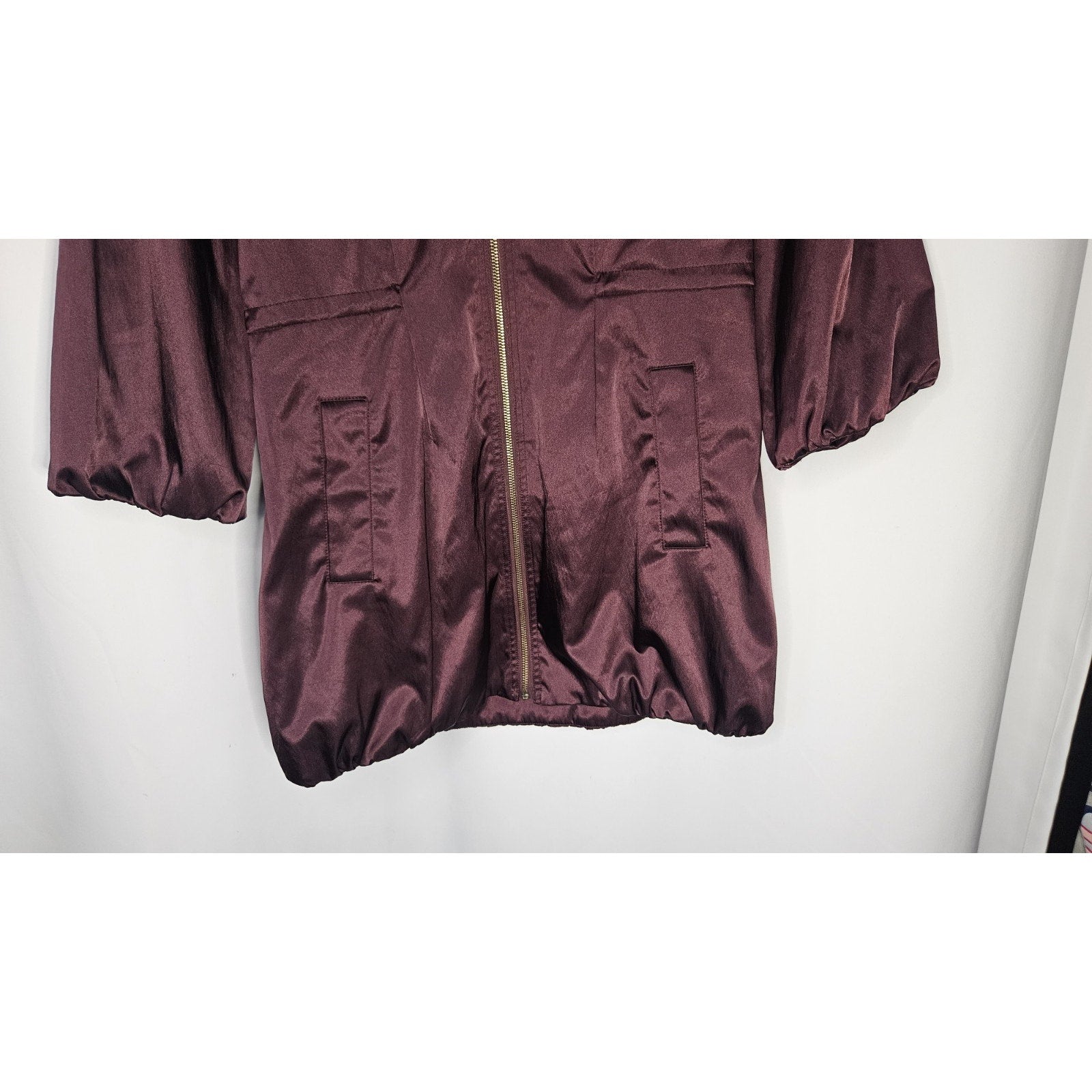 MICHAEL KORS FANCY PURPLE HOODED ANORAK CINCH-WAIST RAINCOAT LONG JACKET P/M
