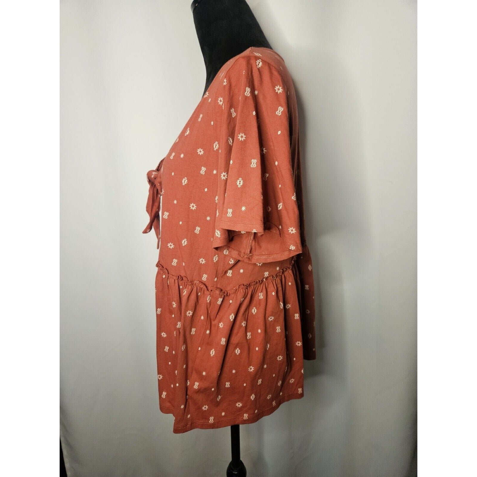 Torrid Jersey V-Neck Relaxed Tie Front Crop Top Terracotta Bossa Nova 0 Large