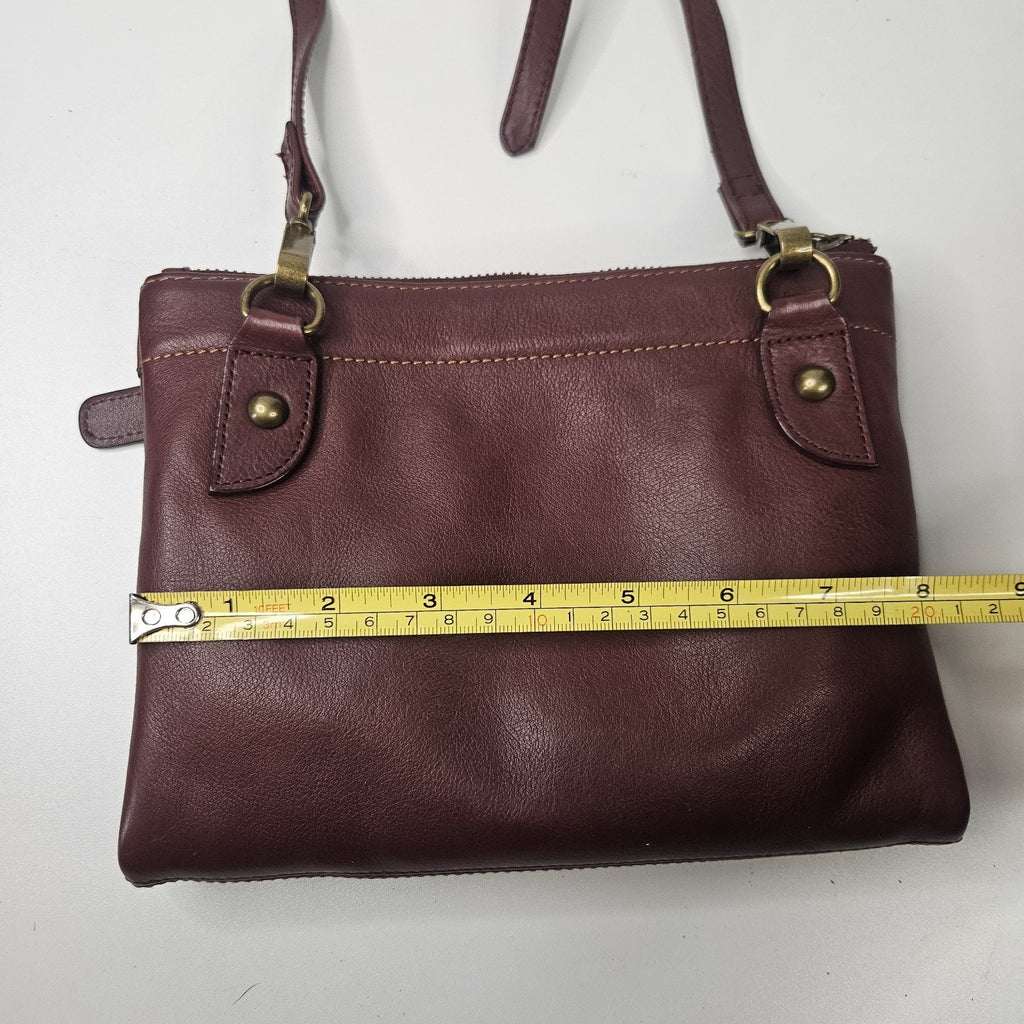 Hobo Merlot Crossbody Bag Strap Faux Leather Womens Handbag Purse Multi Comparts