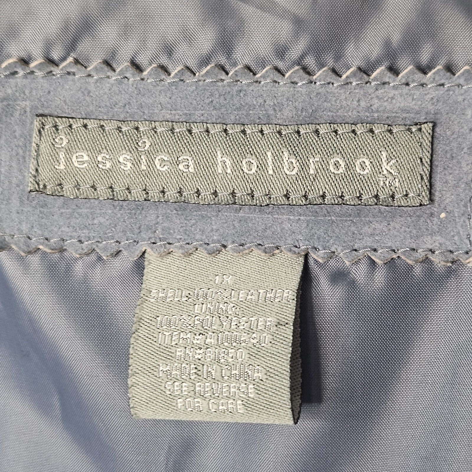Jessica Holbrook Jacket Womens 1X Blue Suede Leather Floral Embroidered Artsy