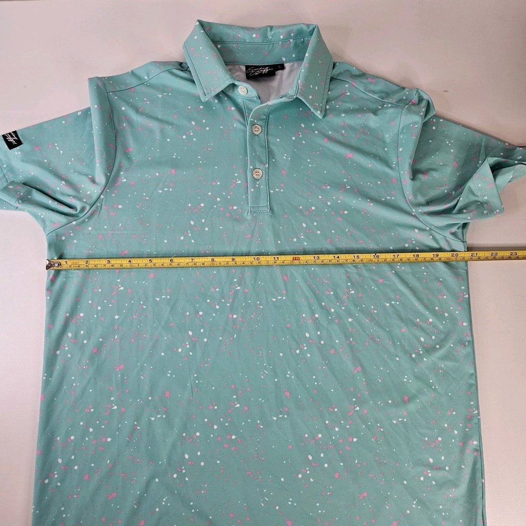 Sunday Swagger Polo Shirt Mens Small Black Floral AOP Stretch Performance Golf