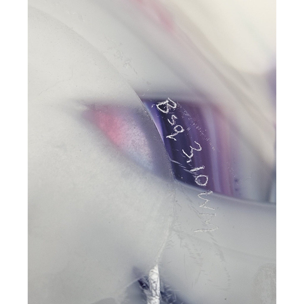 Vintage Signed Studio Art Glass Bowl Mid Century Modern Studio Clear Purple Whit