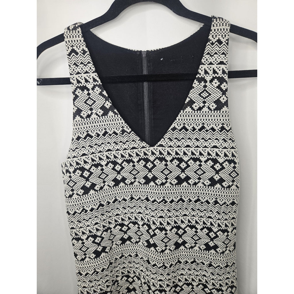 Tart Collections Faux Fur Trim Coat Jacket w/ Matching Dress Black & White Aztec