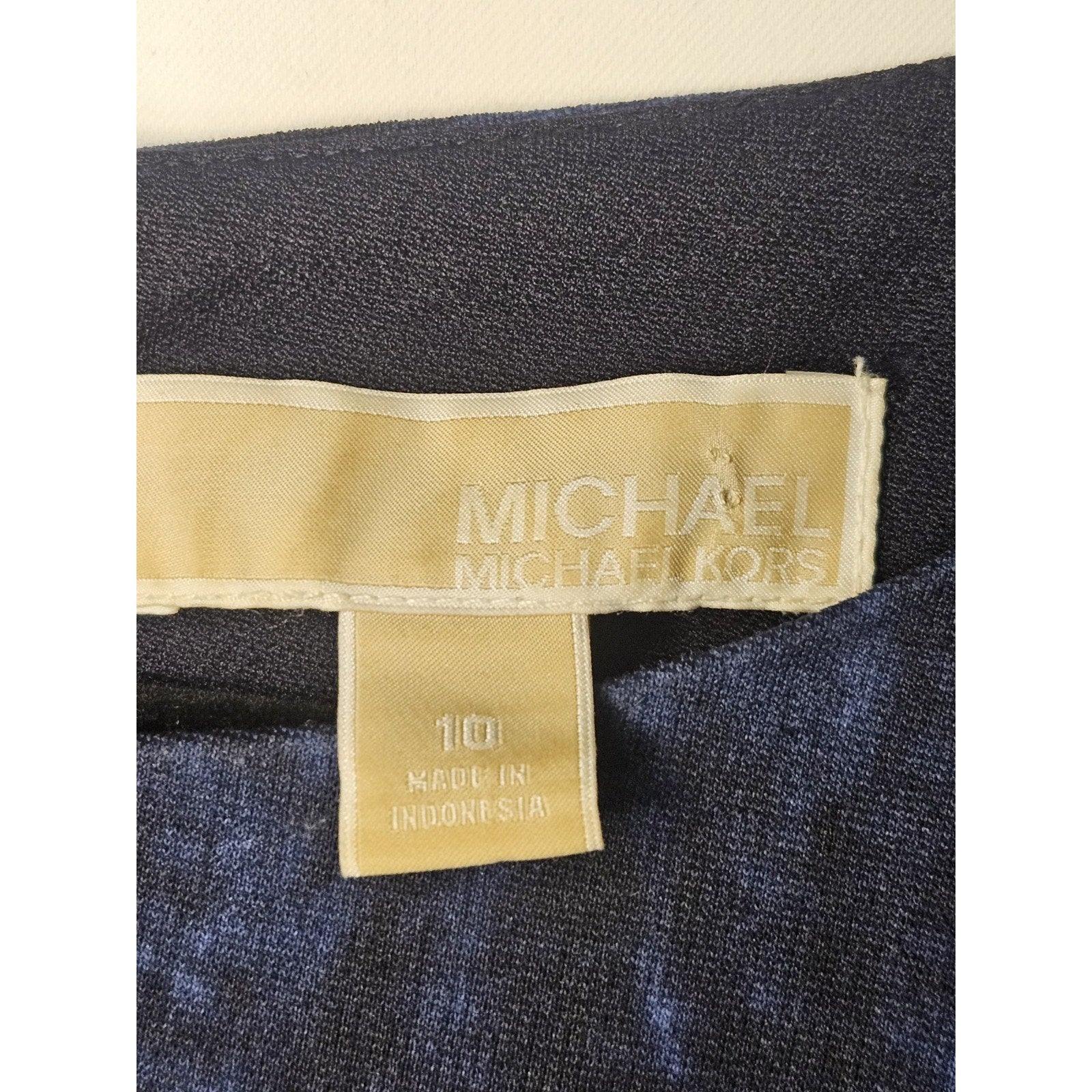 Michael Kors Michael Blue Black Short Sleeve Zip Pocket Sheath Midi Dress US 10