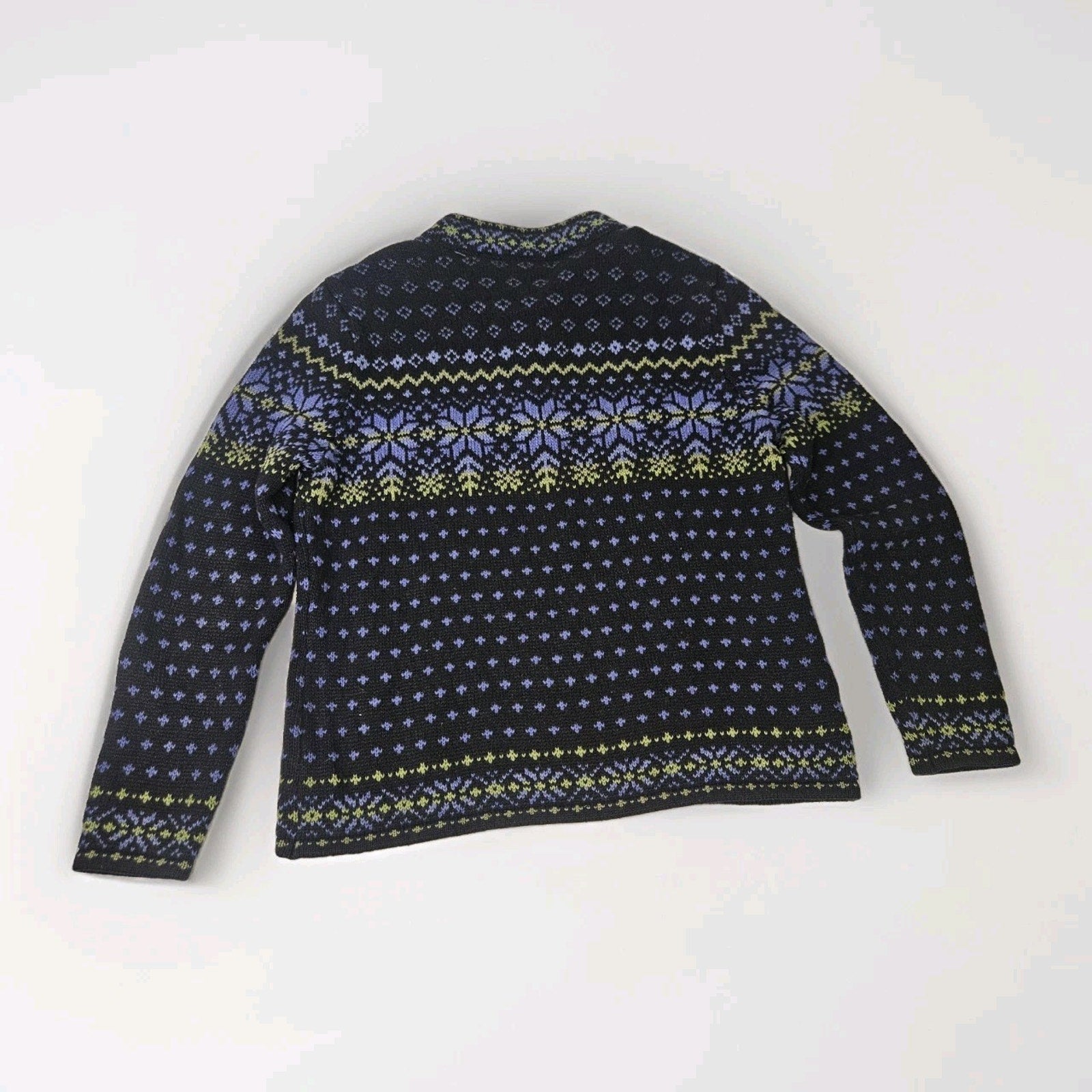 Vtg Nomadic Traders Blue Fair Isle Quarter Zip Ski Sweater Med Holiday Unisex