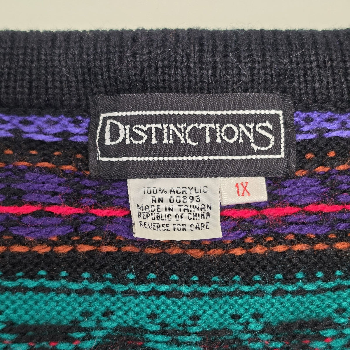 Vintage Ski Sweater Womens Plus Size 1X Knit Pullover Crewneck 80s 90s Colorful