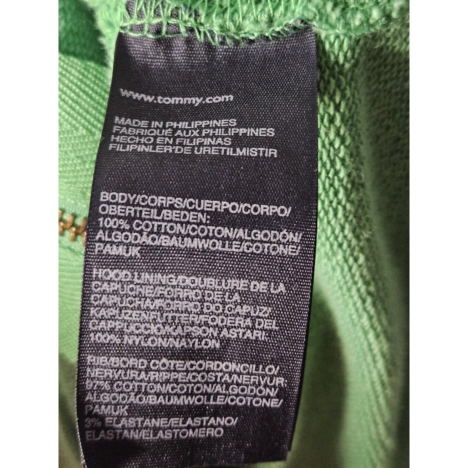 Tommy Hilfiger Men's Big Logo Full Zip Hoodie Size XL Green Navy Letters